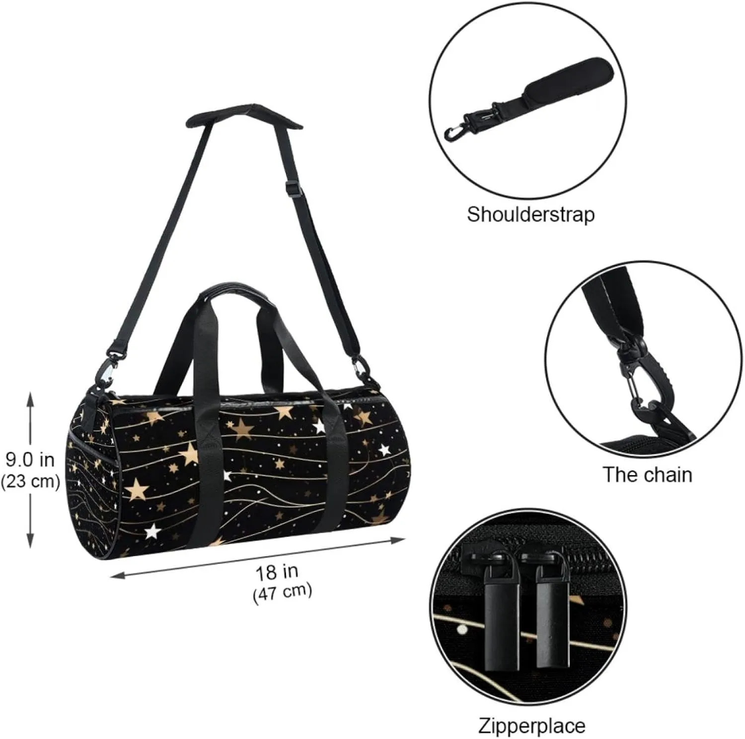 Weekender Travel Bag,Small Gym Bag,Colorful Stars Pattern Line,Gym Duffle Bag