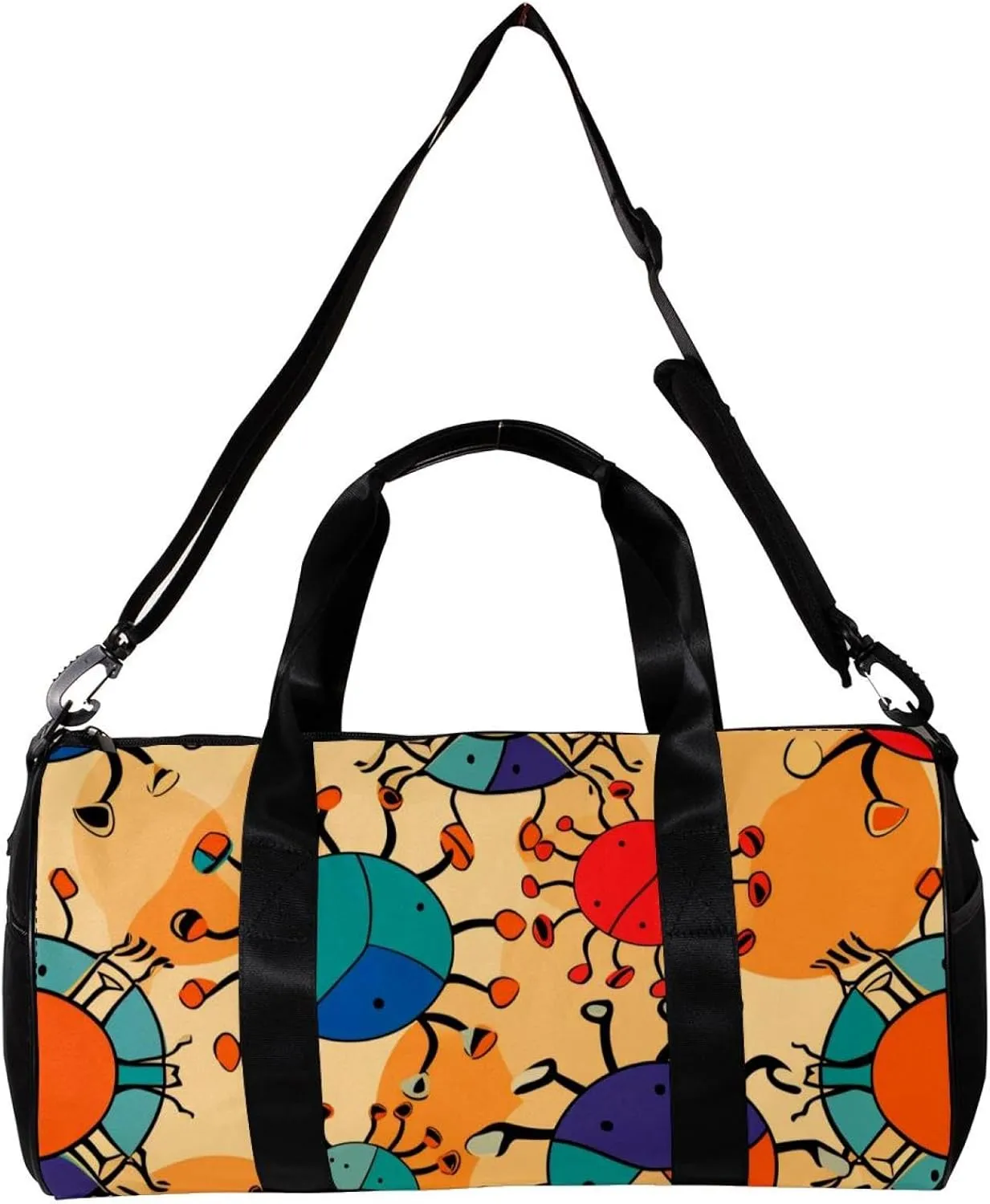 Weekender Travel Bag,Small Gym Bag,Crabs and Leaf Dots,Gym Duffle Bag