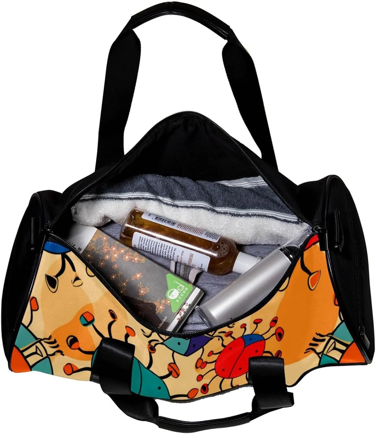 Weekender Travel Bag,Small Gym Bag,Crabs and Leaf Dots,Gym Duffle Bag
