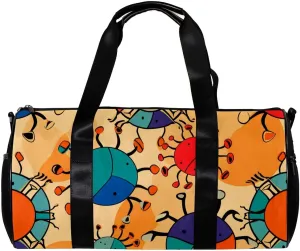 Weekender Travel Bag,Small Gym Bag,Crabs and Leaf Dots,Gym Duffle Bag