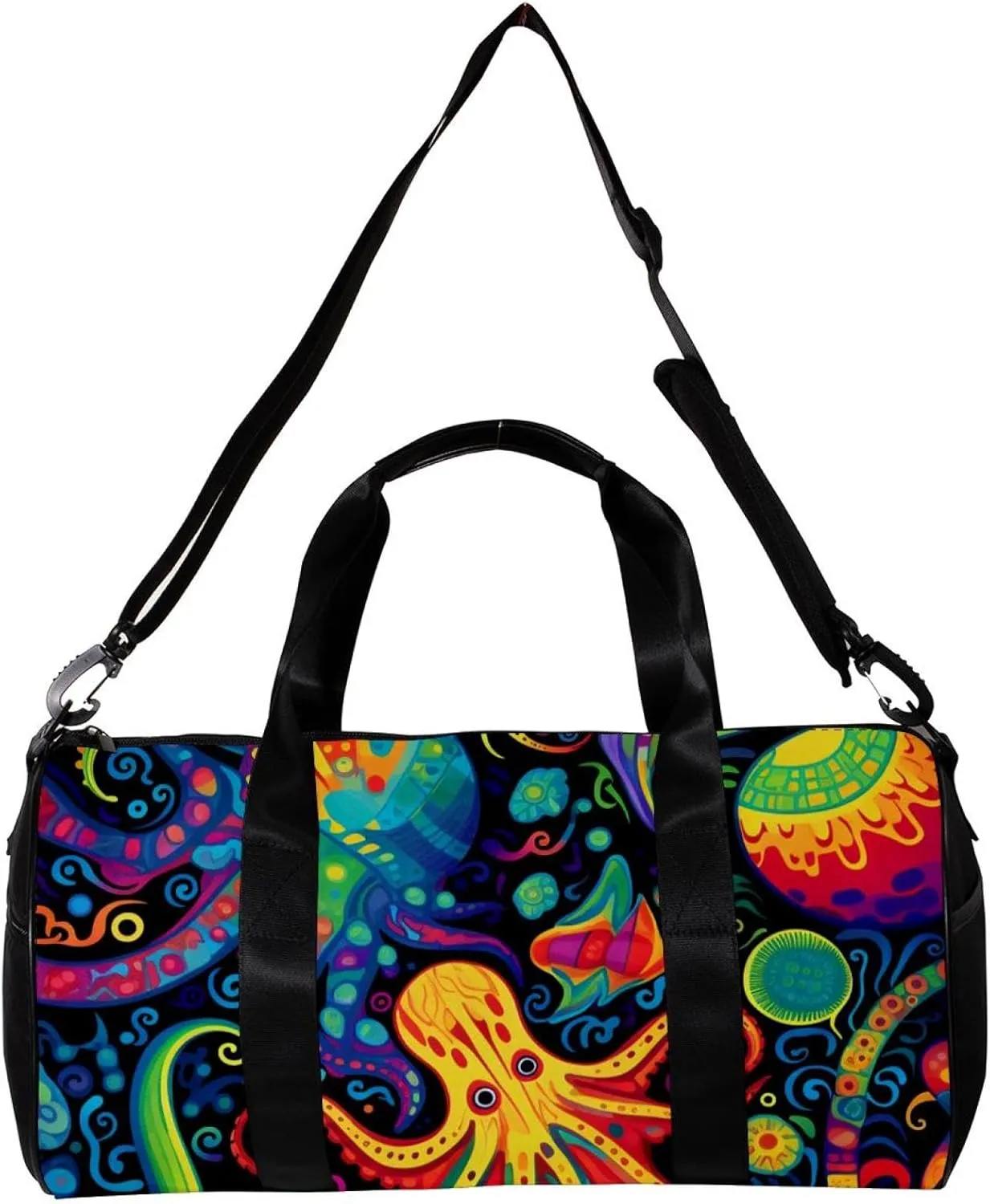 Weekender Travel Bag,Small Gym Bag,Devilfish Jellyfish Sea Shell,Gym Duffle Bag