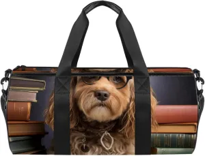 Weekender Travel Bag,Small Gym Bag,Dog Reading,Gym Duffle Bag