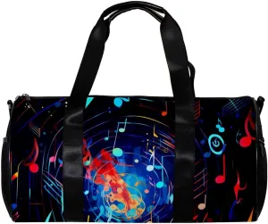 Weekender Travel Bag,Small Gym Bag,Fantastic Colorful Music Note,Gym Duffle Bag