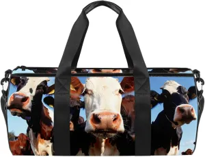 Weekender Travel Bag,Small Gym Bag,Farm Prairie Cute Cow,Gym Duffle Bag