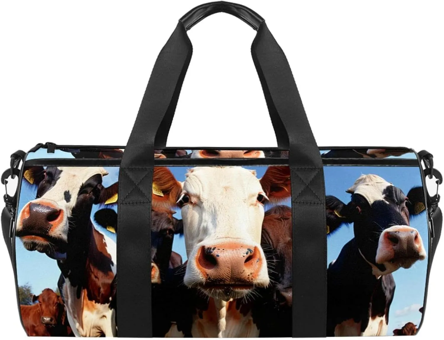 Weekender Travel Bag,Small Gym Bag,Farm Prairie Cute Cow,Gym Duffle Bag