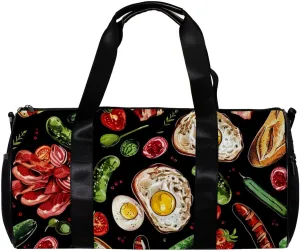 Weekender Travel Bag,Small Gym Bag,Food Breakfast,Gym Duffle Bag