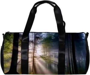 Weekender Travel Bag,Small Gym Bag,Forest Trees Nature Sunlight,Gym Duffle Bag