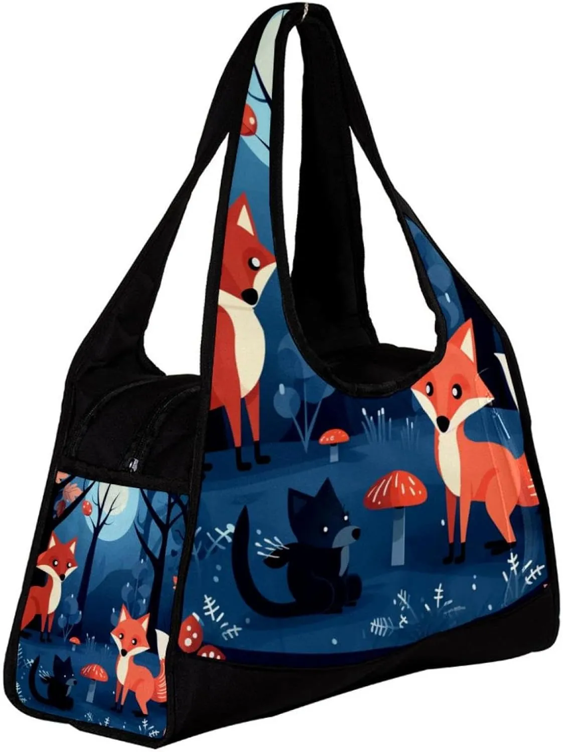 Weekender Travel Bag,Small Gym Bag,Foxes Trees and Leaves,Gym Duffle Bag