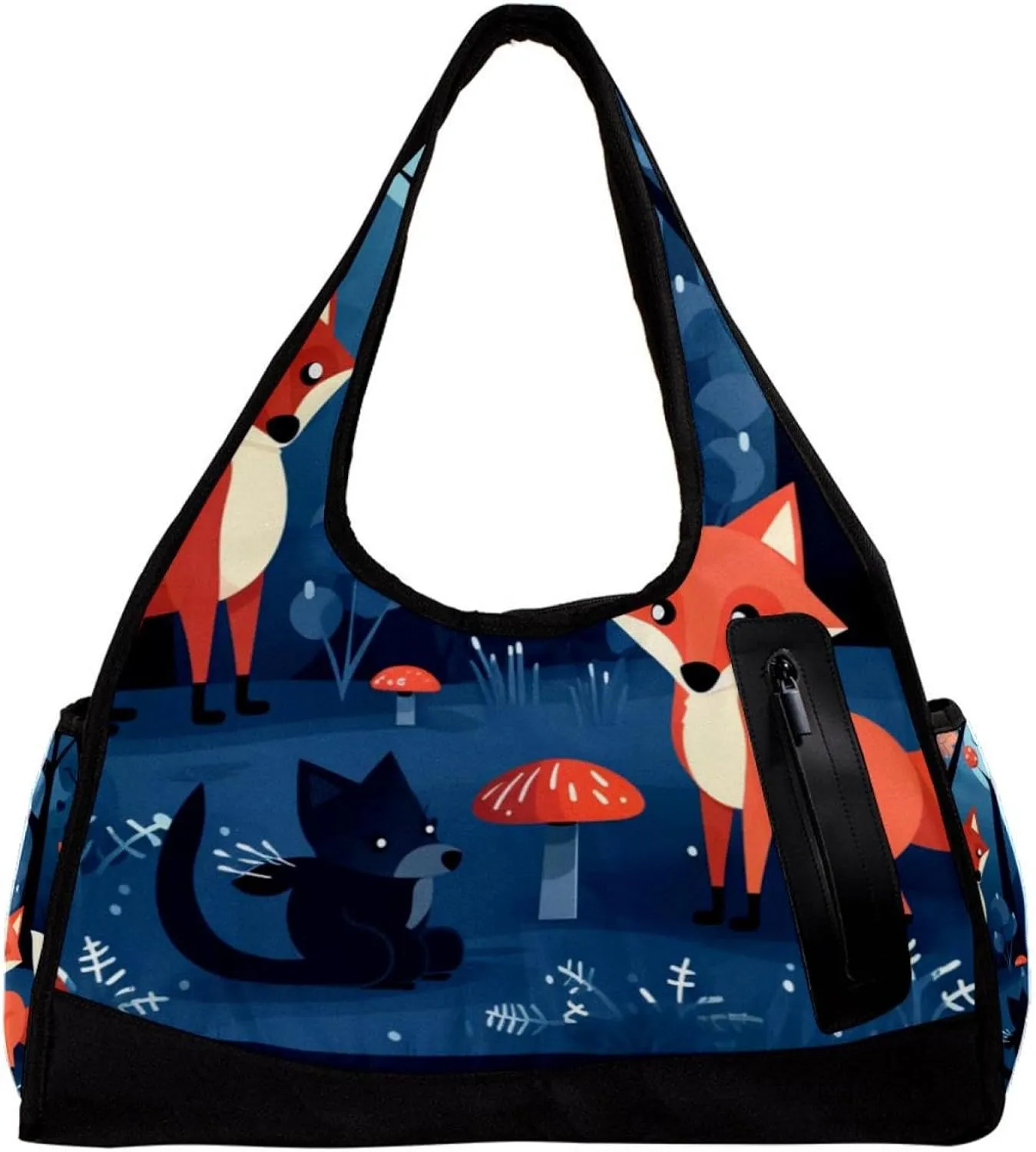 Weekender Travel Bag,Small Gym Bag,Foxes Trees and Leaves,Gym Duffle Bag