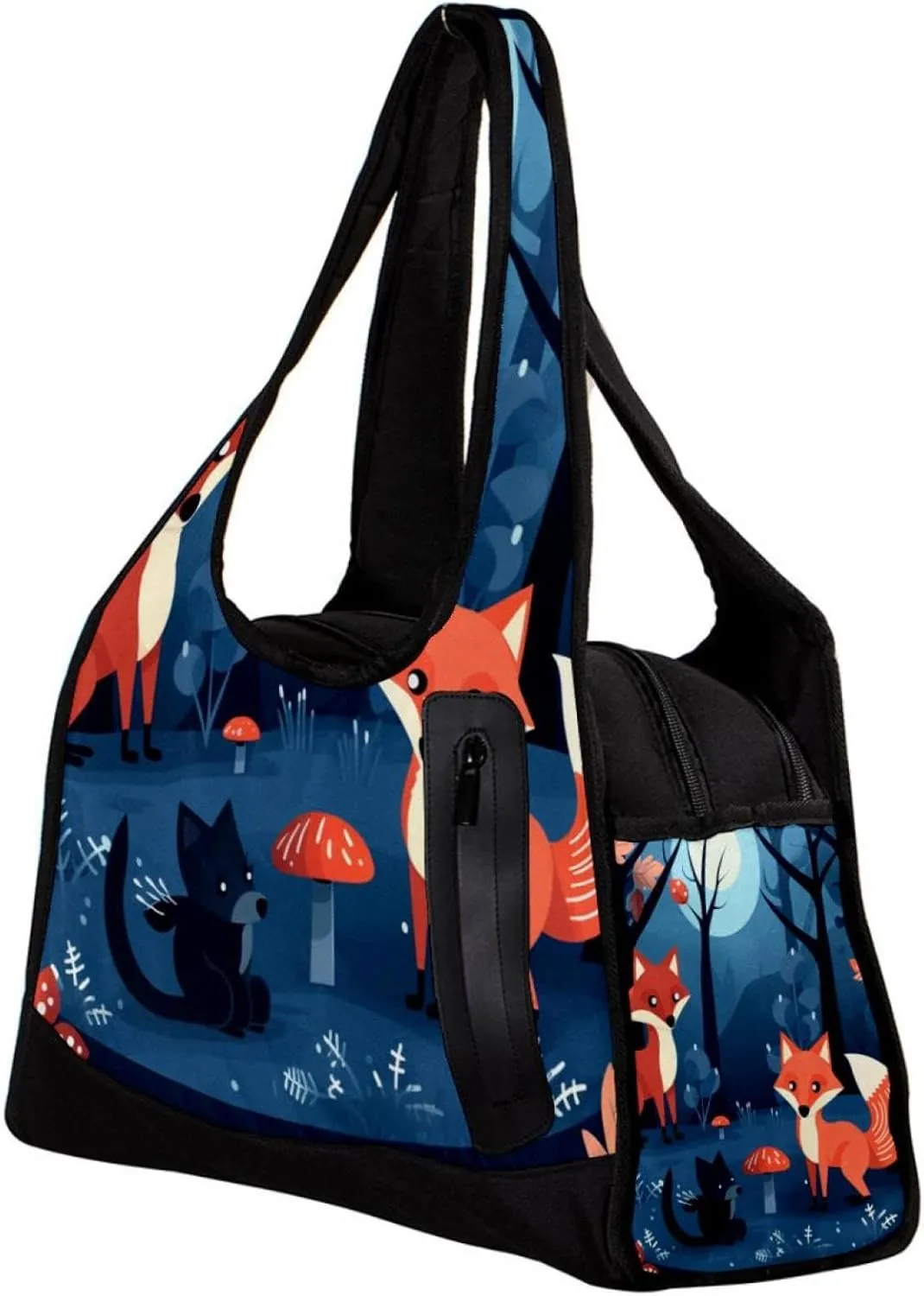 Weekender Travel Bag,Small Gym Bag,Foxes Trees and Leaves,Gym Duffle Bag