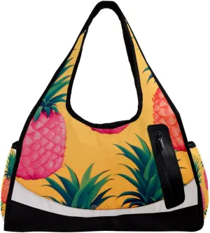 Weekender Travel Bag,Small Gym Bag,Round Background Pineapple,Gym Duffle Bag