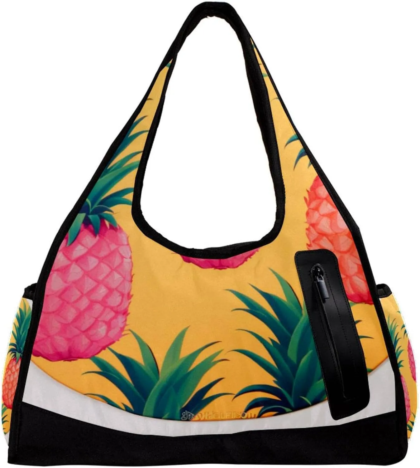 Weekender Travel Bag,Small Gym Bag,Round Background Pineapple,Gym Duffle Bag