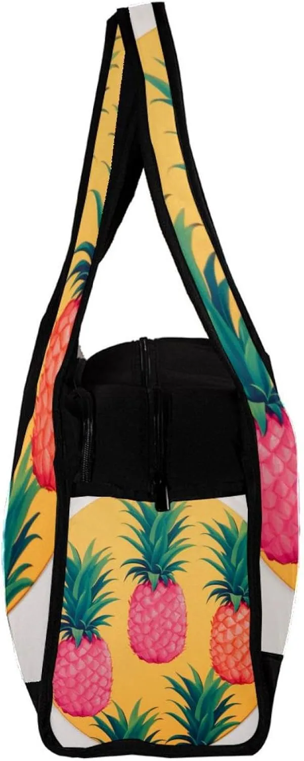 Weekender Travel Bag,Small Gym Bag,Round Background Pineapple,Gym Duffle Bag
