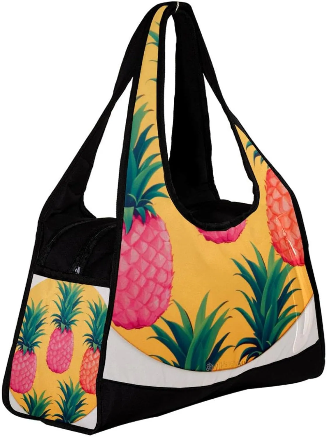 Weekender Travel Bag,Small Gym Bag,Round Background Pineapple,Gym Duffle Bag