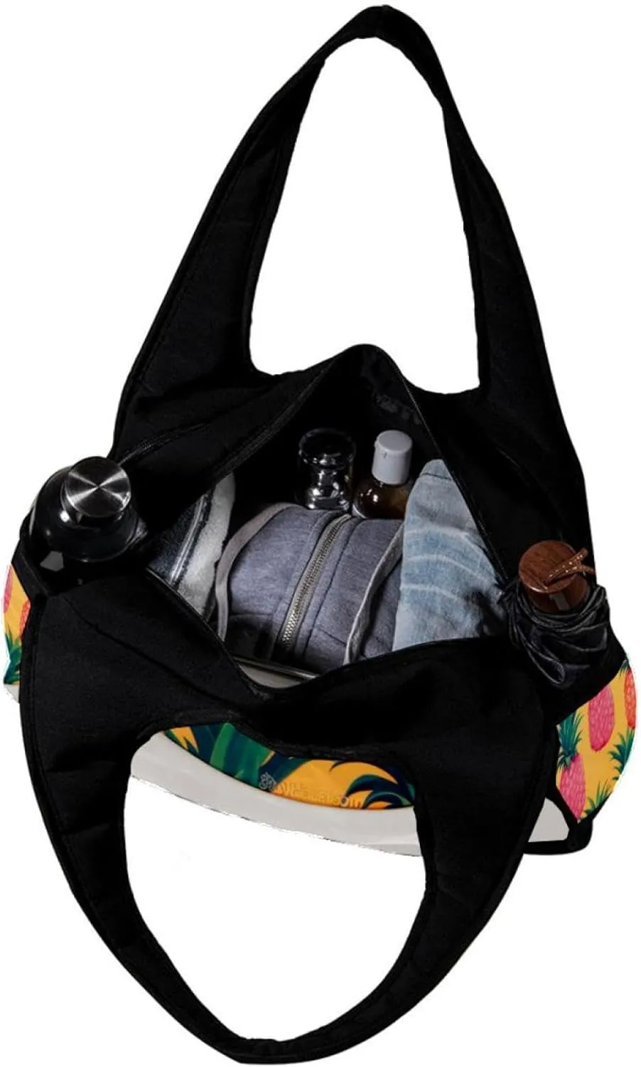 Weekender Travel Bag,Small Gym Bag,Round Background Pineapple,Gym Duffle Bag
