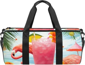 Weekender Travel Bag,Small Gym Bag,Tropical Juice Flamingo Party,Gym Duffle Bag