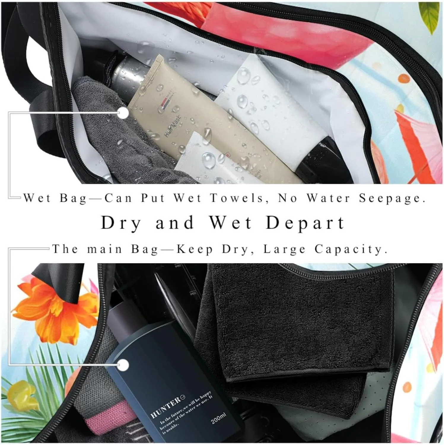 Weekender Travel Bag,Small Gym Bag,Tropical Juice Flamingo Party,Gym Duffle Bag