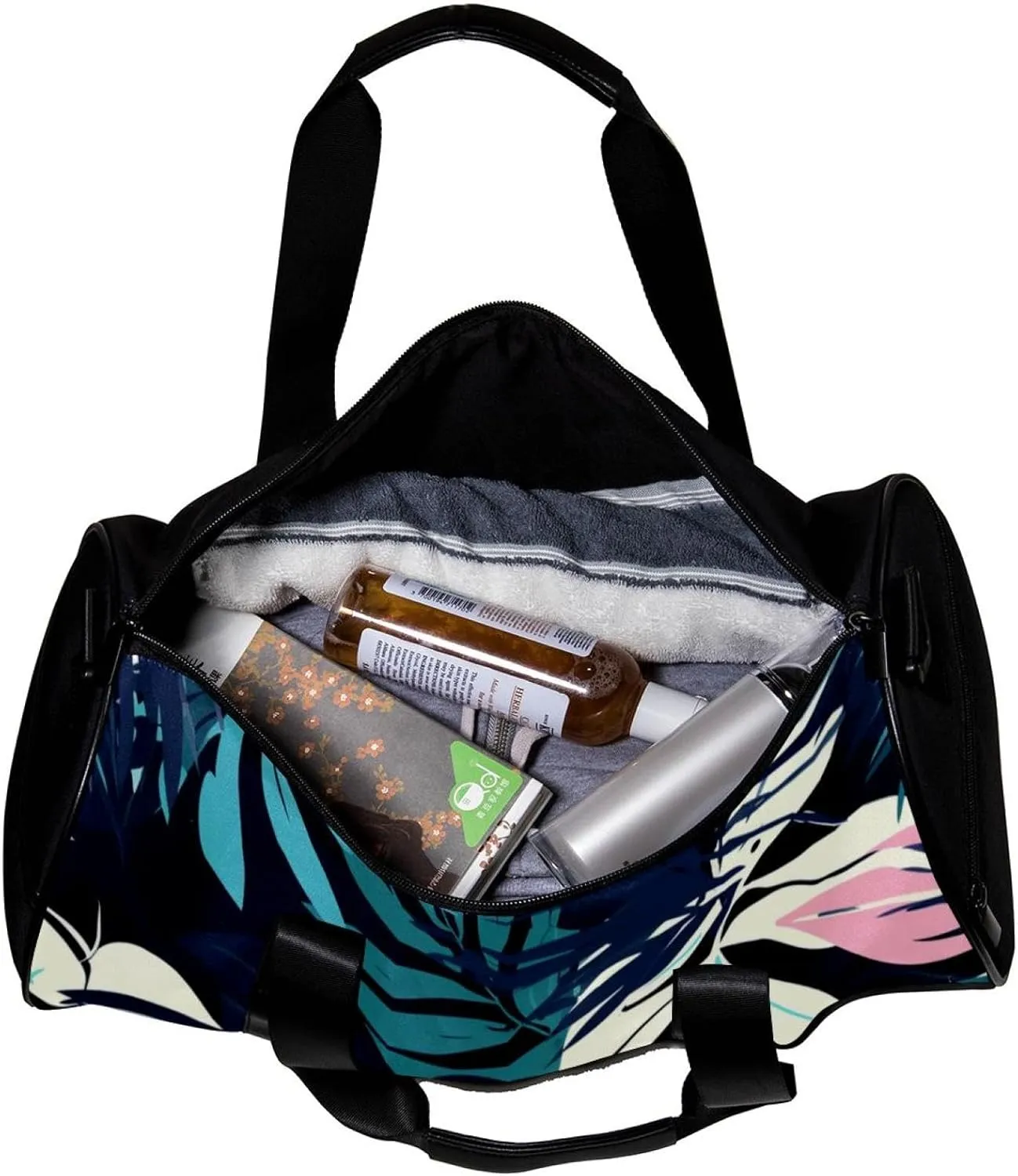Weekender Travel Bag,Small Gym Bag,Tropical Leaves Print,Gym Duffle Bag