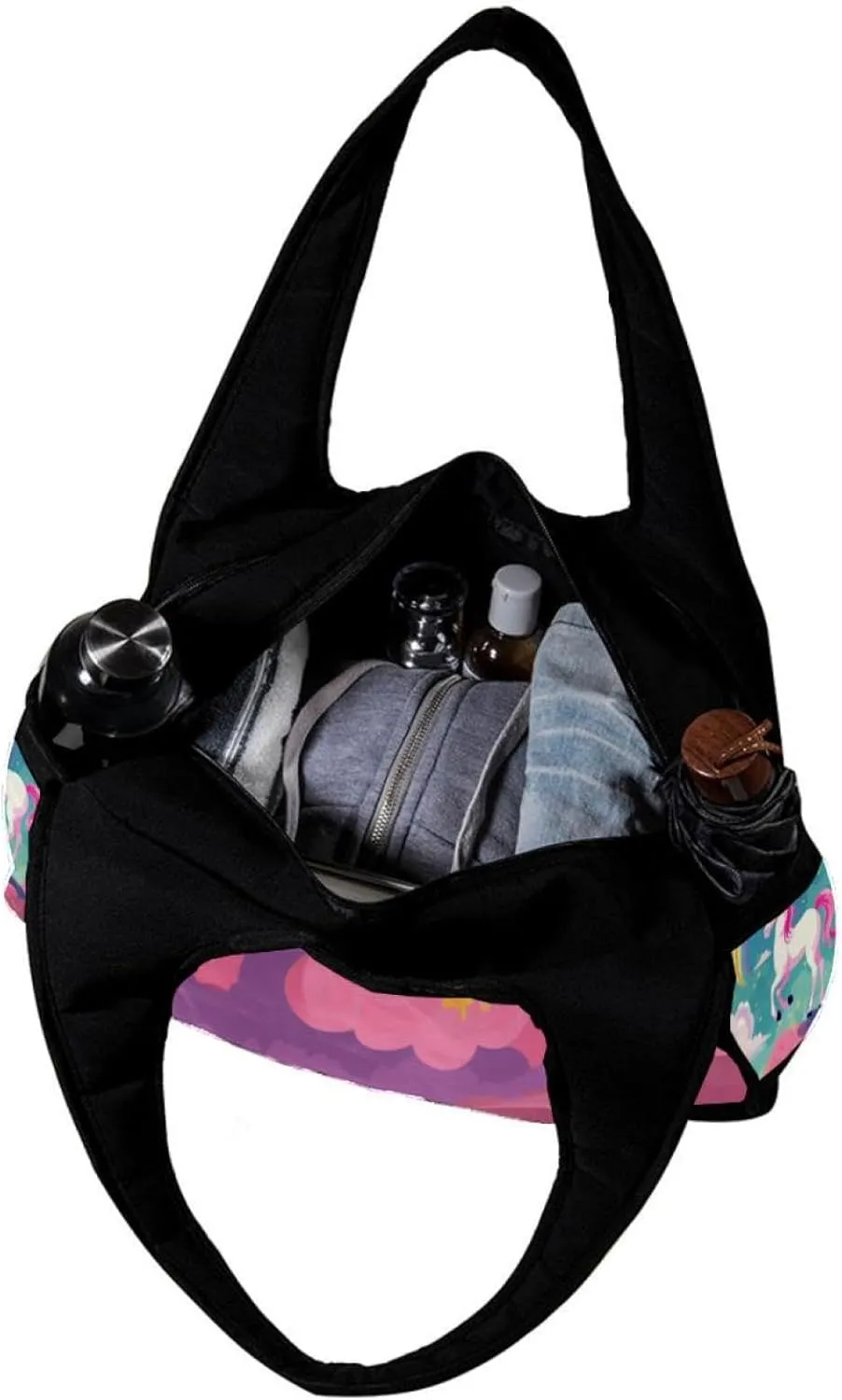 Weekender Travel Bag,Small Gym Bag,Unicorn Cloud Rainbow,Gym Duffle Bag