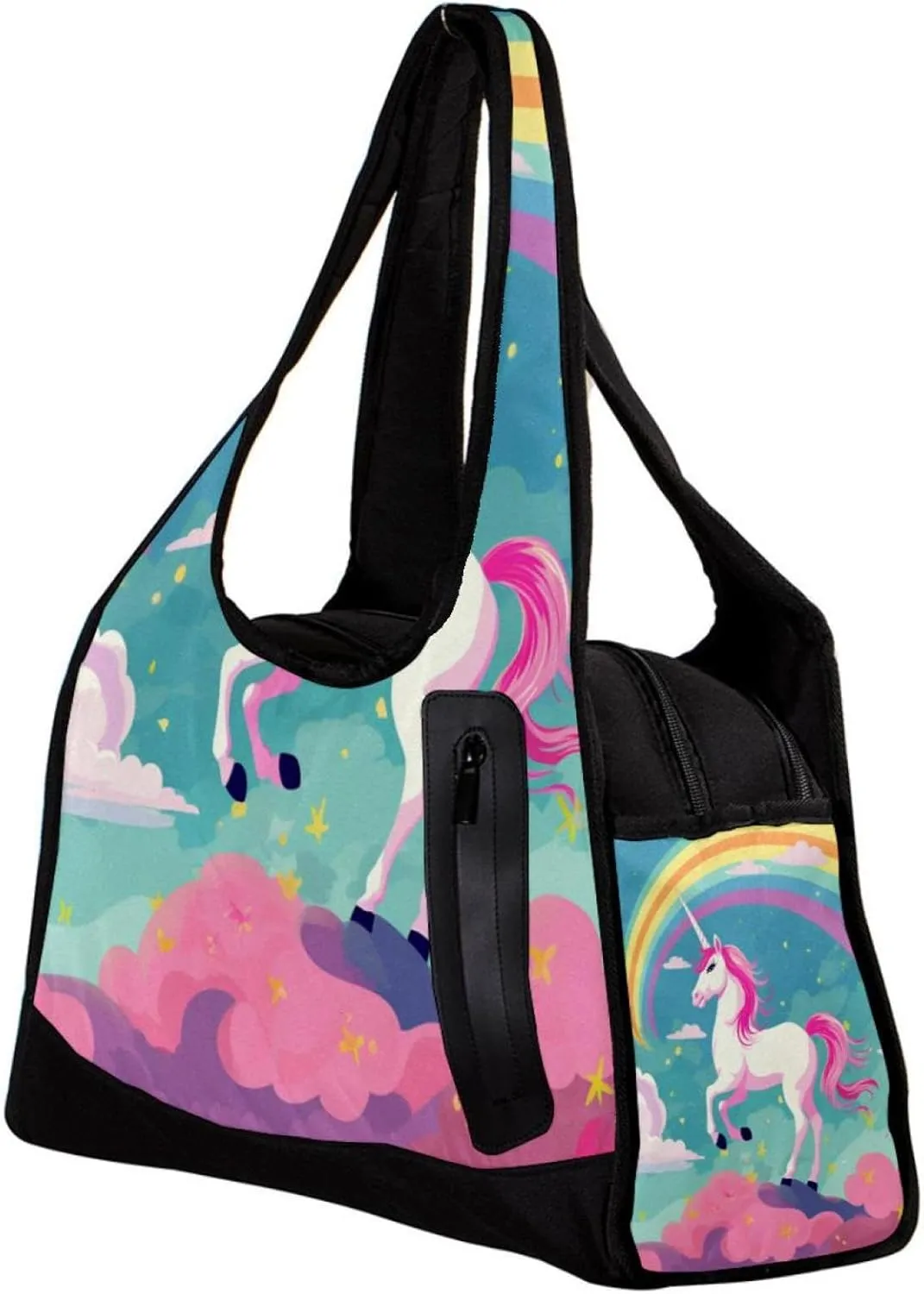 Weekender Travel Bag,Small Gym Bag,Unicorn Cloud Rainbow,Gym Duffle Bag