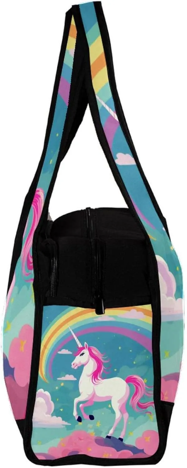 Weekender Travel Bag,Small Gym Bag,Unicorn Cloud Rainbow,Gym Duffle Bag