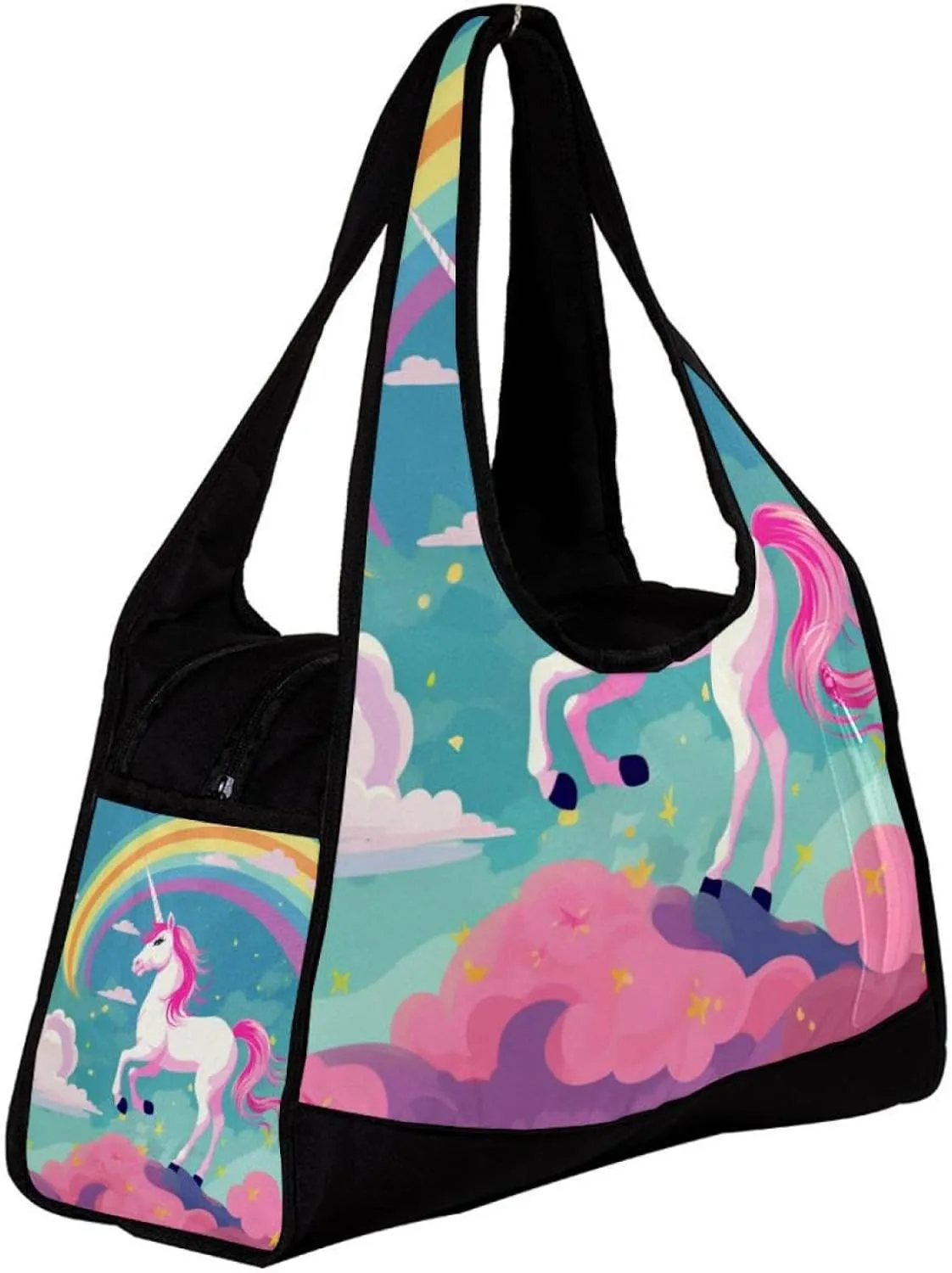 Weekender Travel Bag,Small Gym Bag,Unicorn Cloud Rainbow,Gym Duffle Bag