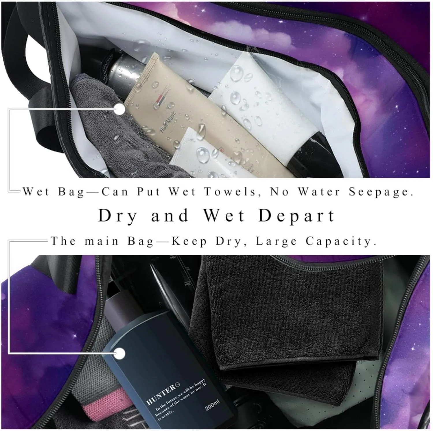 Weekender Travel Bag,Small Gym Bag,Universe Stars Galaxy,Gym Duffle Bag