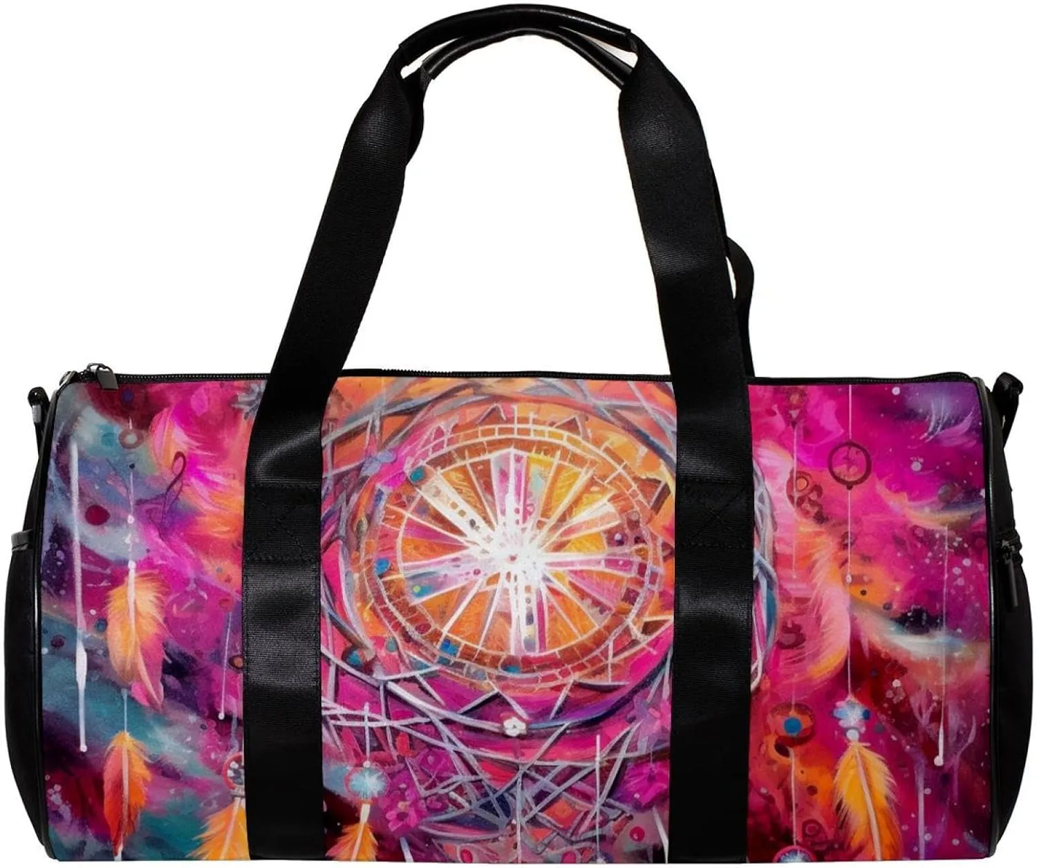Weekender Travel Bag,Small Gym Bag,Watercolor Pink Dreamcatcher,Gym Duffle Bag