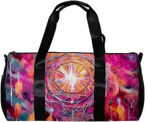 Weekender Travel Bag,Small Gym Bag,Watercolor Pink Dreamcatcher,Gym Duffle Bag