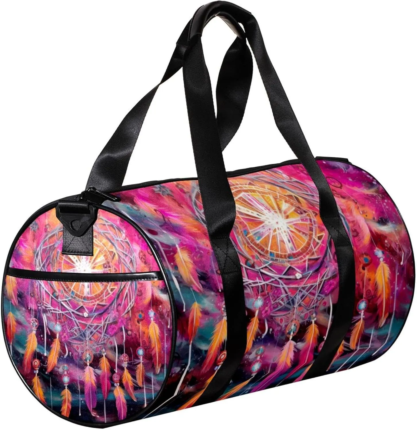 Weekender Travel Bag,Small Gym Bag,Watercolor Pink Dreamcatcher,Gym Duffle Bag