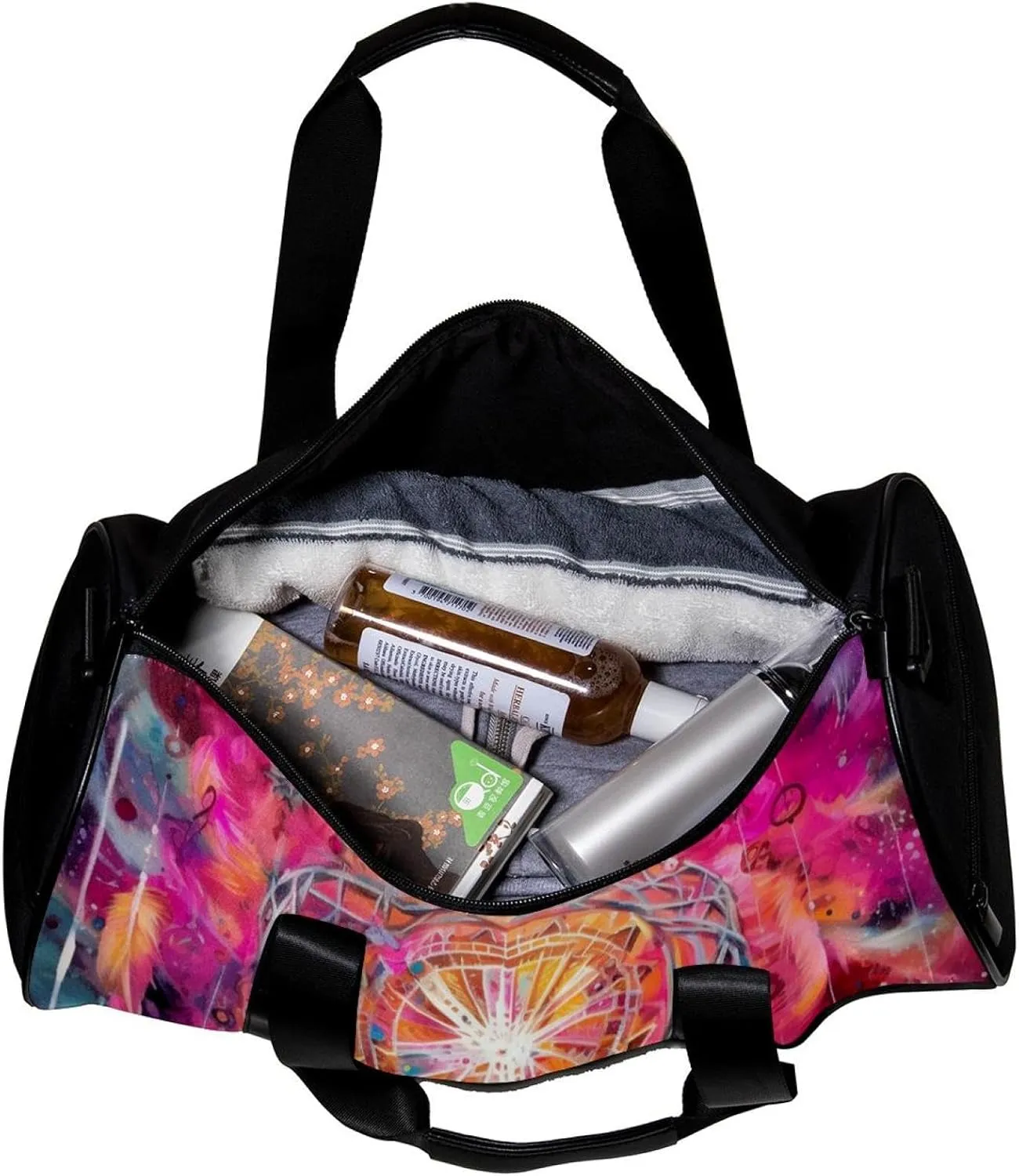 Weekender Travel Bag,Small Gym Bag,Watercolor Pink Dreamcatcher,Gym Duffle Bag