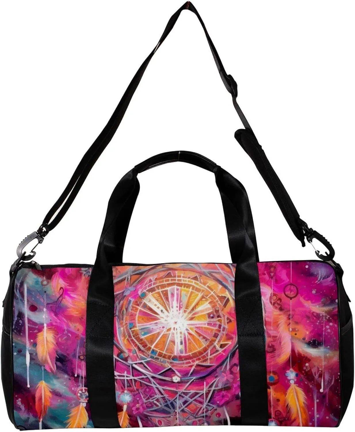 Weekender Travel Bag,Small Gym Bag,Watercolor Pink Dreamcatcher,Gym Duffle Bag