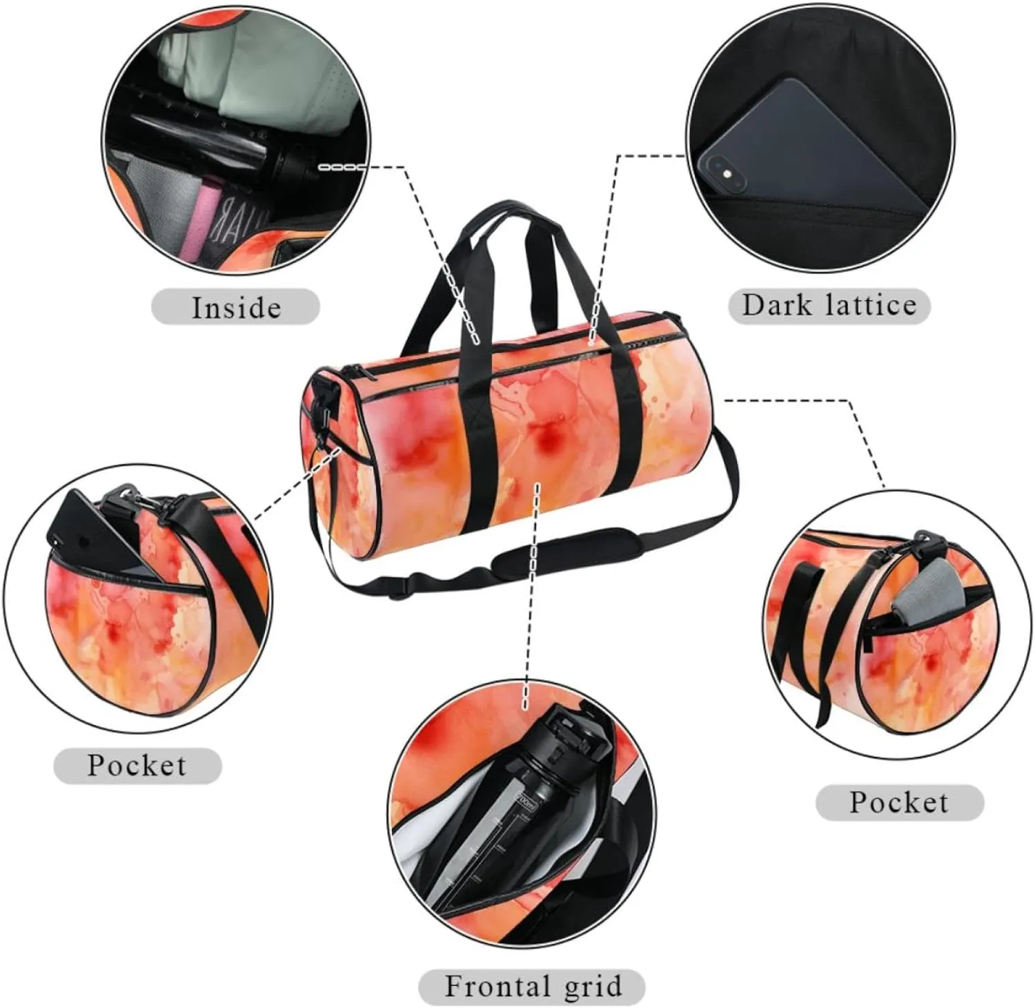 Weekender Travel Bag,Small Gym Bag,Watercolor Pink,Gym Duffle Bag