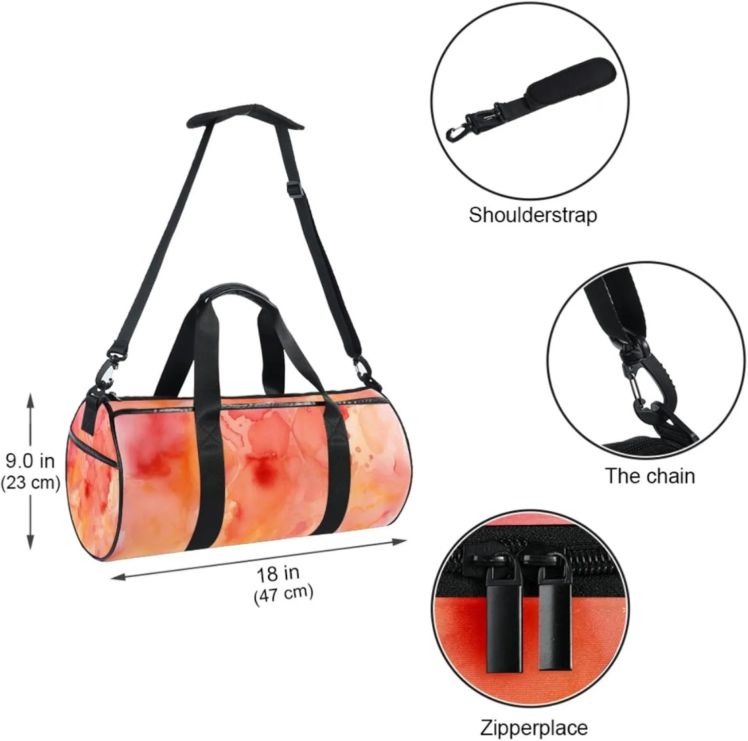 Weekender Travel Bag,Small Gym Bag,Watercolor Pink,Gym Duffle Bag