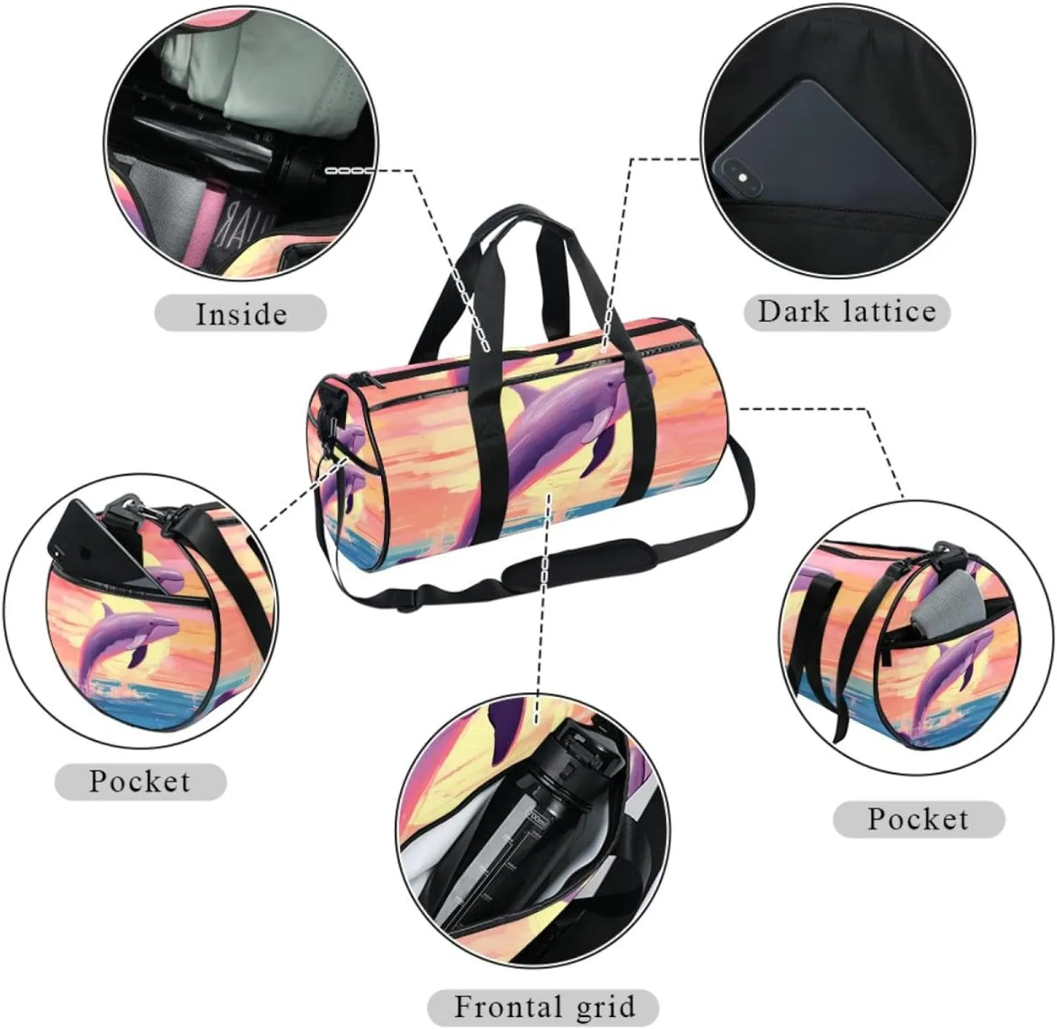 Weekender Travel Bag,Small Gym Bag,Whale in the Sea,Gym Duffle Bag