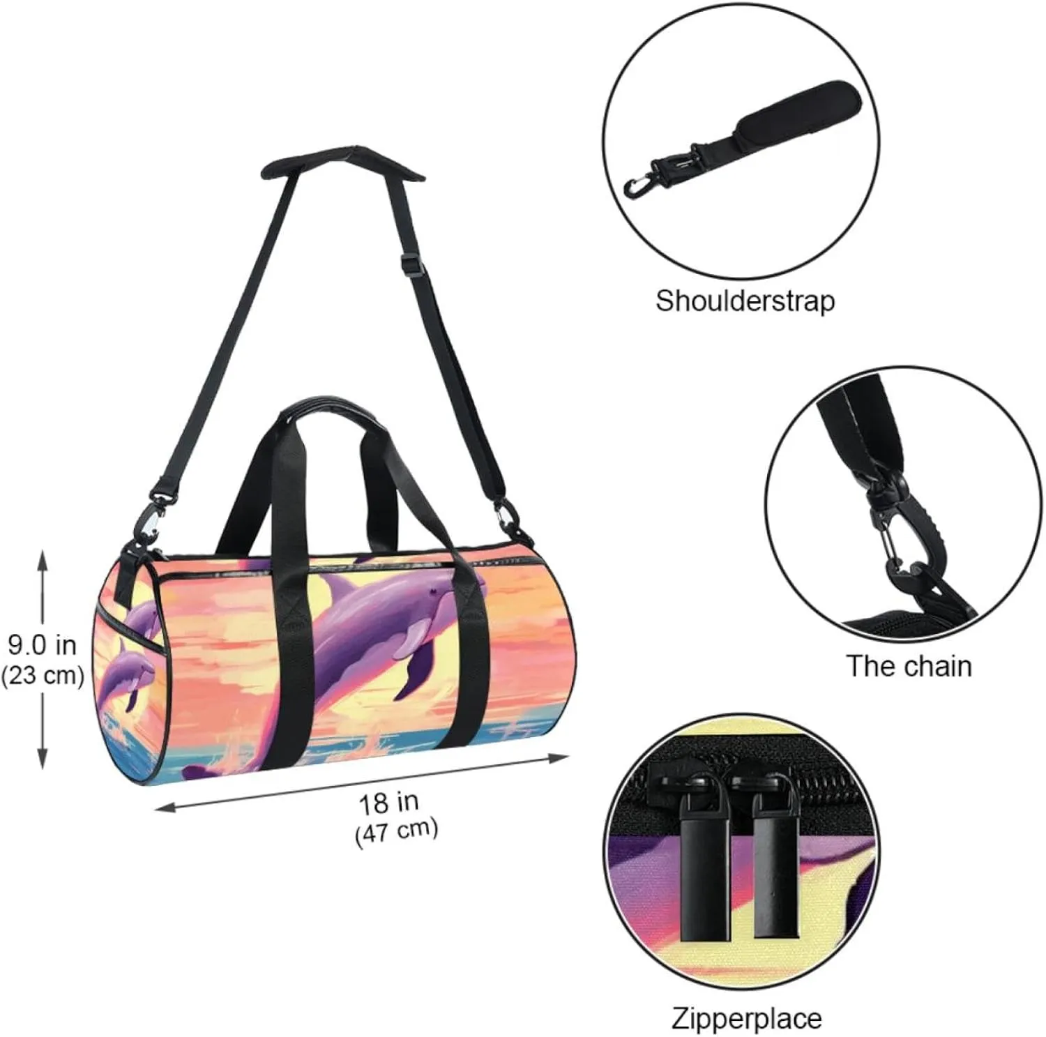 Weekender Travel Bag,Small Gym Bag,Whale in the Sea,Gym Duffle Bag