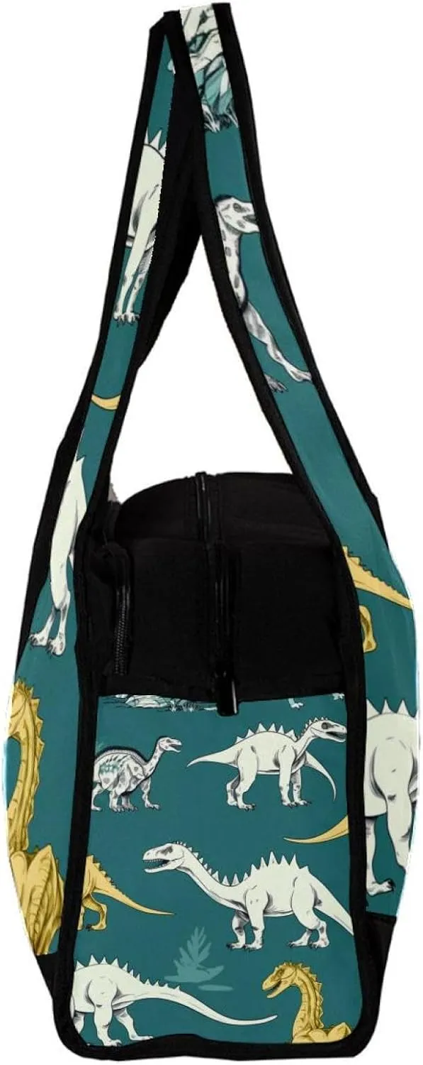 Weekender Travel Bag,Small Gym Bag,White Style Dinosaur,Gym Duffle Bag