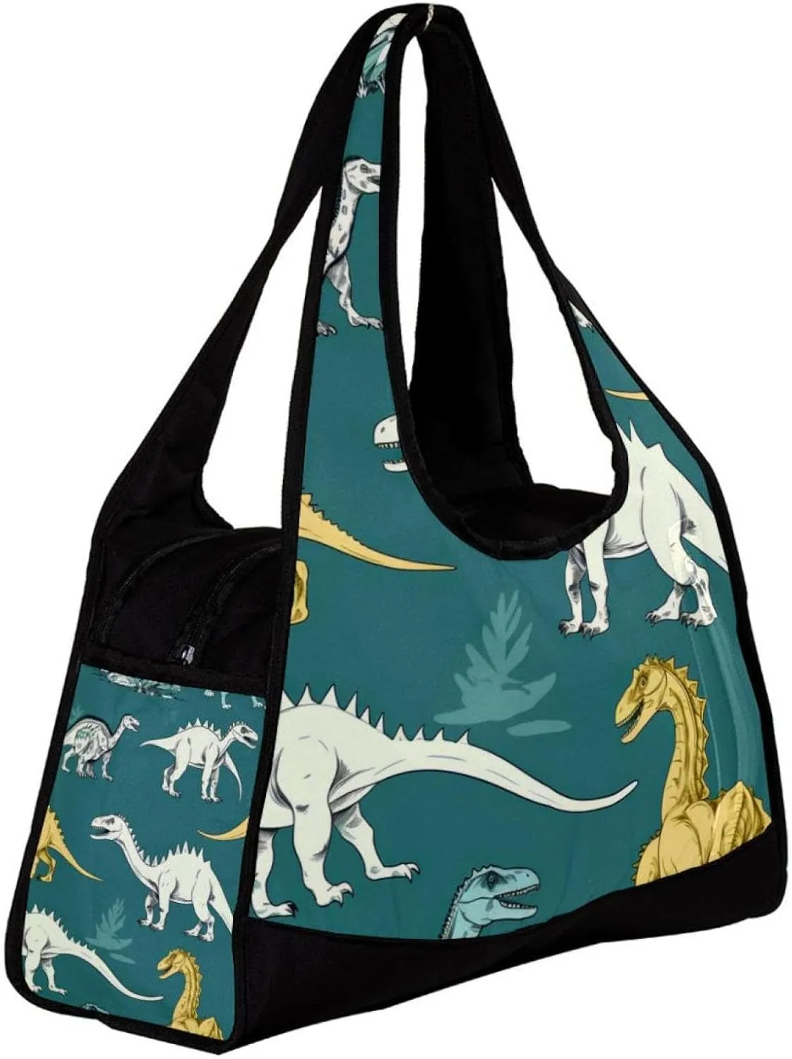 Weekender Travel Bag,Small Gym Bag,White Style Dinosaur,Gym Duffle Bag