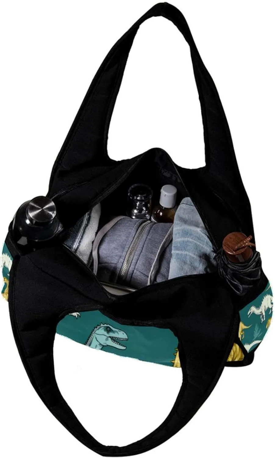Weekender Travel Bag,Small Gym Bag,White Style Dinosaur,Gym Duffle Bag