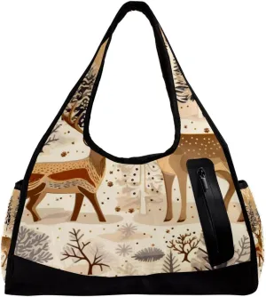 Weekender Travel Bag,Small Gym Bag,Winter Holiday Christmas Tree Deer,Gym Duffle Bag