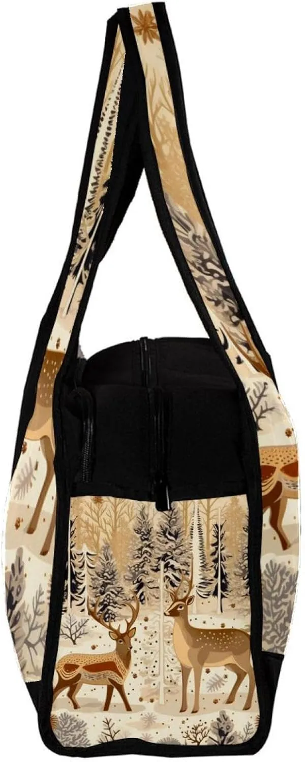 Weekender Travel Bag,Small Gym Bag,Winter Holiday Christmas Tree Deer,Gym Duffle Bag