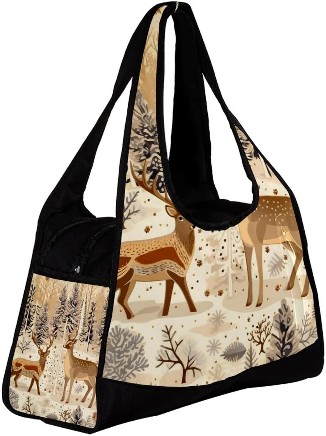 Weekender Travel Bag,Small Gym Bag,Winter Holiday Christmas Tree Deer,Gym Duffle Bag