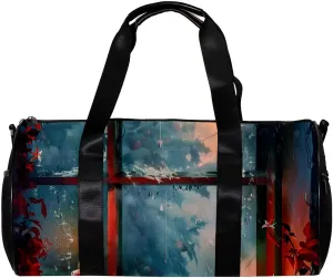 Weekender Travel Bag,Small Gym Bag,Winter Snow Christmas Candle,Gym Duffle Bag