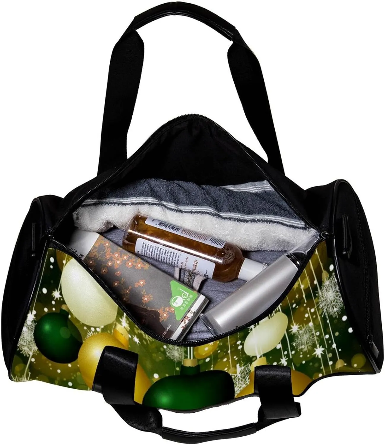 Weekender Travel Bag,Small Gym Bag,Yellow Merry Christmas Card,Gym Duffle Bag