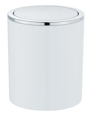 WENKO 2 Litre Swing Lid Waste Bin, Acrylonitrile butadiene styrene (ABS), White, Ø 14 x 16,8 cm
