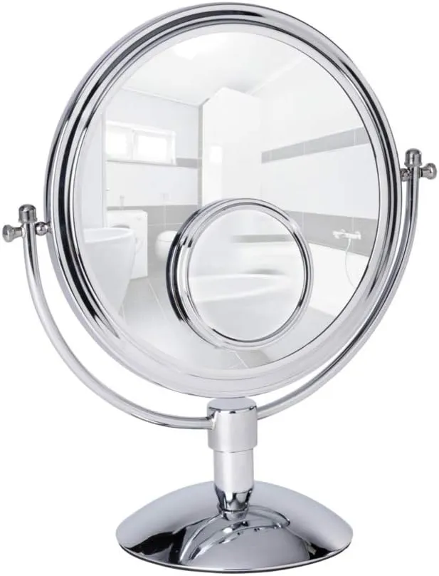 WENKO 22016100 Cosmetic Mirror Grando, Steel, 13.0 x 14.6 x 6.7 inch