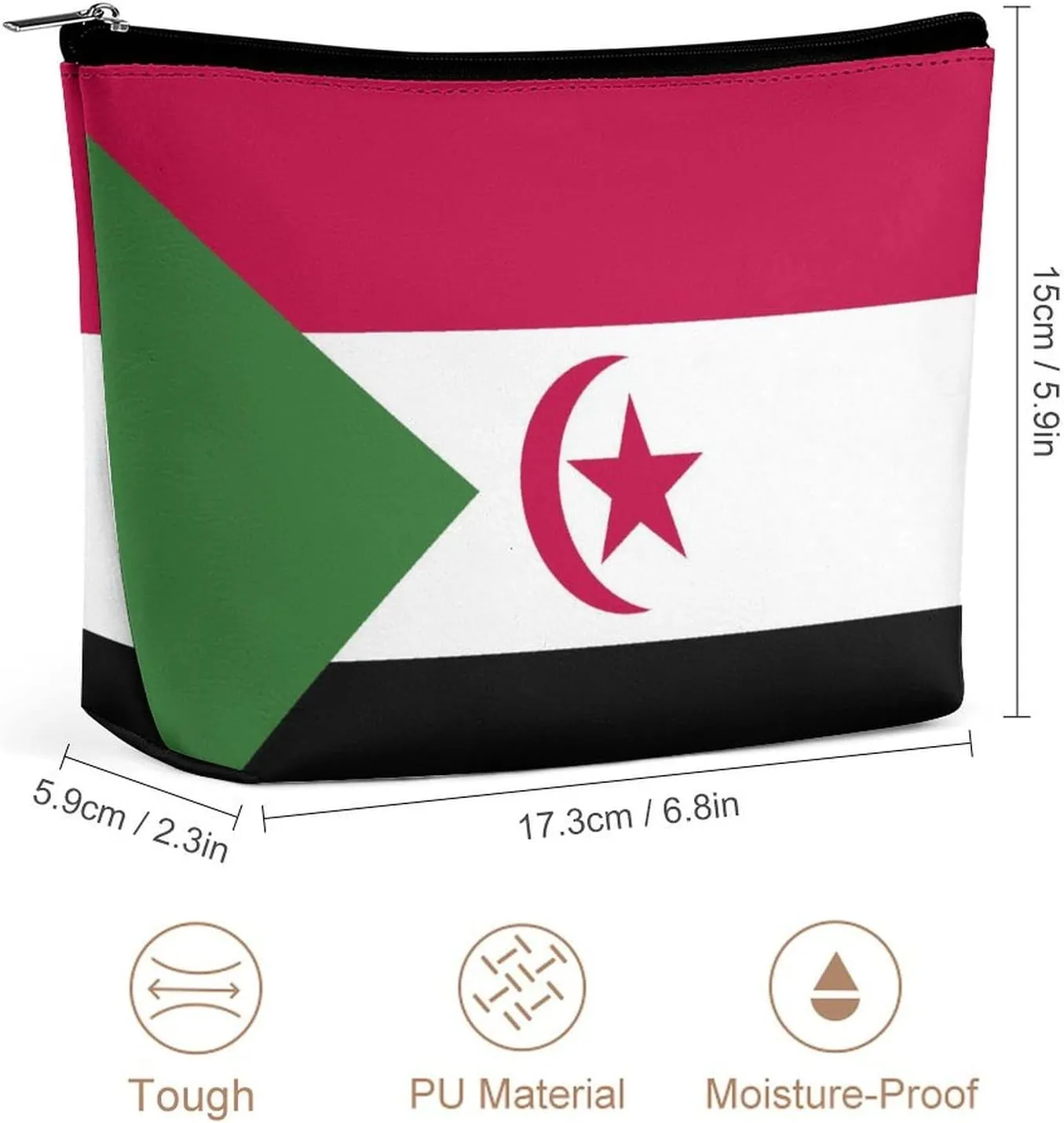 Western Sahara Flag Portable Travel Makeup Bag Cosmetic Organizer for Purse