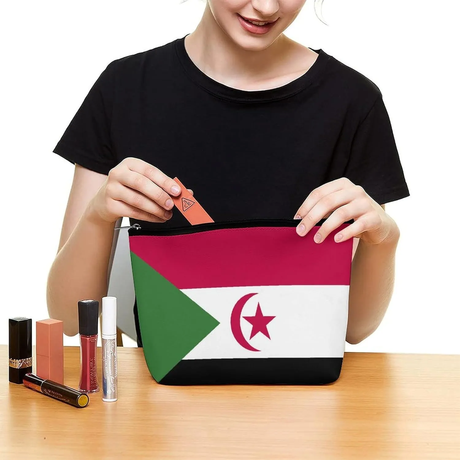 Western Sahara Flag Portable Travel Makeup Bag Cosmetic Organizer for Purse
