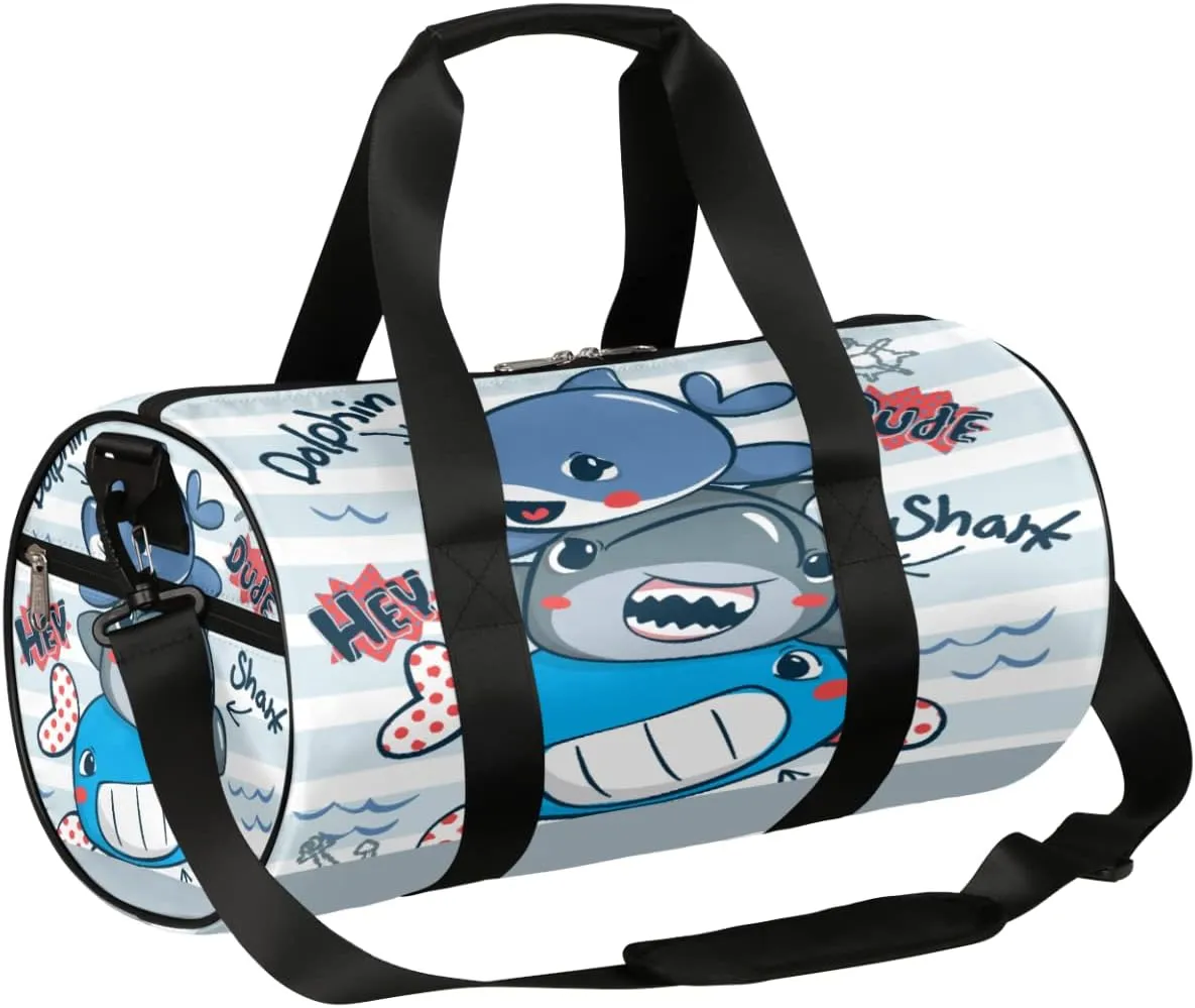 Whale Shark Dolphin Gym Bag Small Gym Duffel Bags for Men Women Overnight Weekender Bag Lightweight Sport Duffle Bag Carry On Gymbag