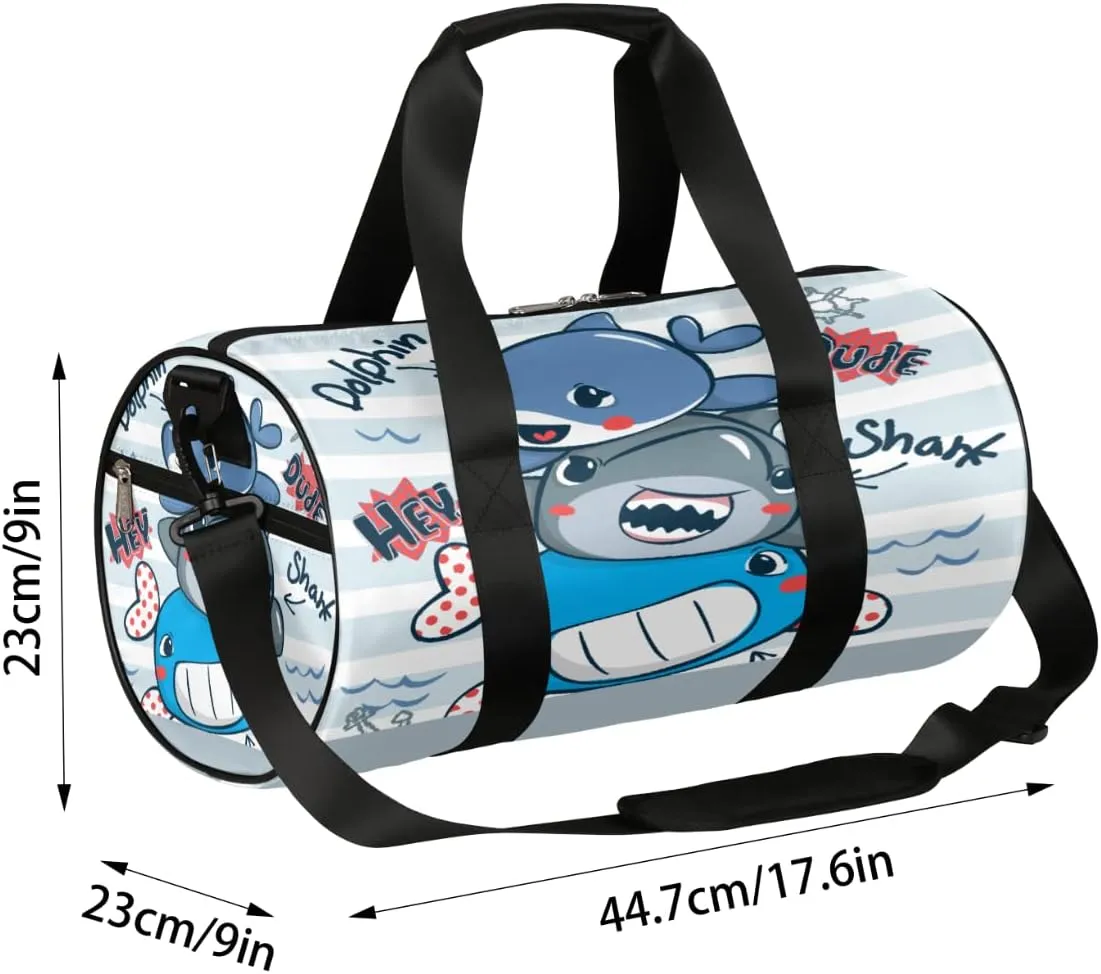 Whale Shark Dolphin Gym Bag Small Gym Duffel Bags for Men Women Overnight Weekender Bag Lightweight Sport Duffle Bag Carry On Gymbag
